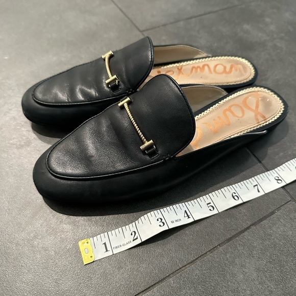 Men's Black Leather Loafers with Gold Accent - Picture 2 of 12